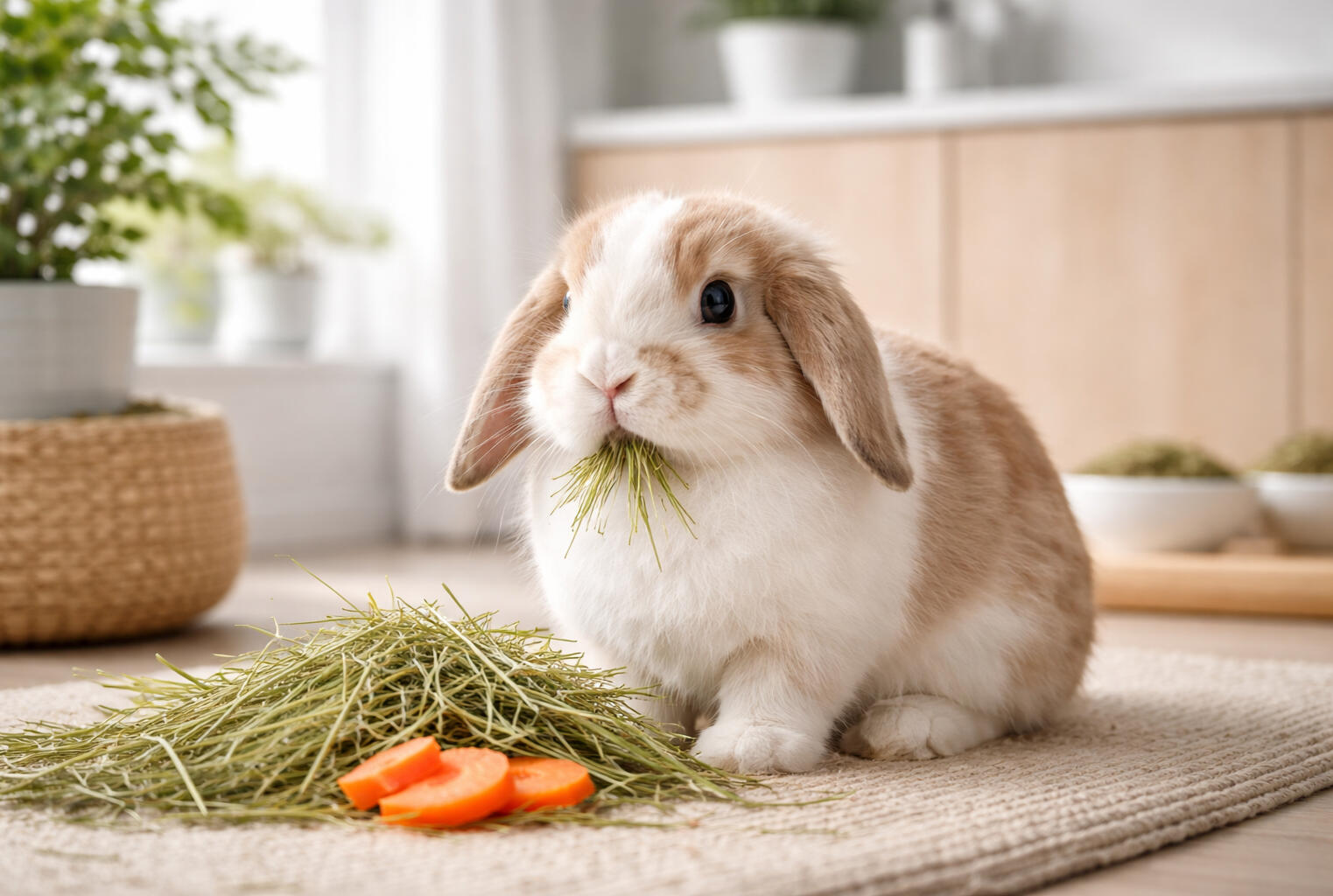 healthy pet rabbit resting in a clean indoor home environment healthy pet rabbit resting in a clean indoor home environment
